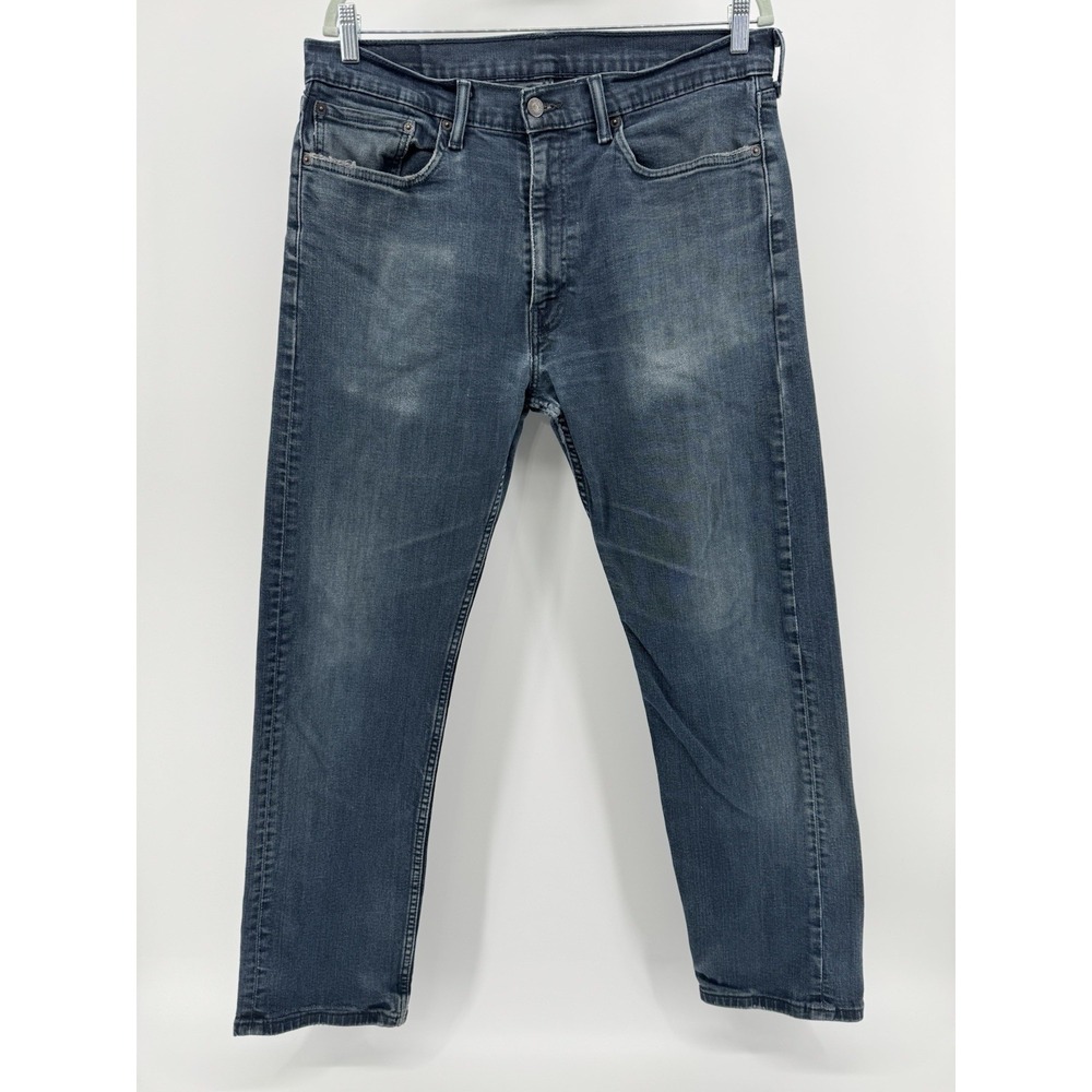 Levi's 505 Size 36x32 Blue Denim Jeans Regular Fit Straight Leg Distressed